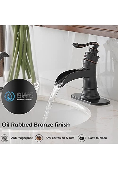 Aquafaucet Şelale Çıkışı, Tek Kollu Lavabo Musluğu, Lavabo Armatürü, Orb Yağı Ovulmuş Bronz, 9233