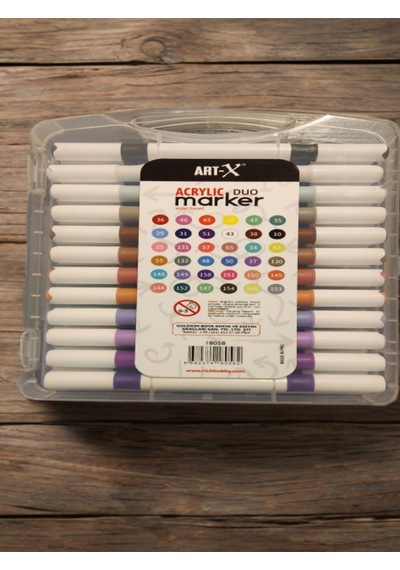 Art-x Acrylic Marker Duo Marker Çift Uçlu Su Bazlı Boyama Kalemi 36 Renk Set