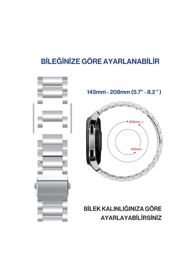 Samsung Galaxy Gear S3 Gear Watch 3 45mm Uyumlu Çelik Metal Kordon Karışık Çok Renkli