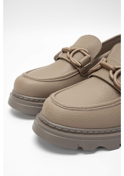 Tamer Tanca Kadın Vegan Bej Loafer Ayakkabı 817 2397 Bn Ayk Sk23/24 Vızon Fltr Vizon