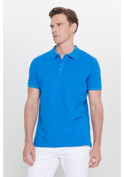 Erkek Royal Mavı Slim Fit Dar Kesim Polo Yaka %100 Pamuk Kısa Kollu Tişört Royal Mavı