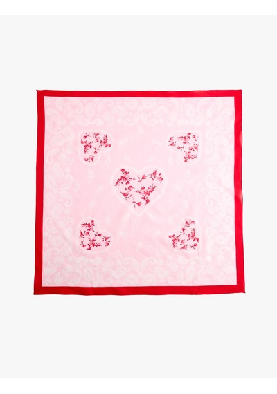 Koton Çiçek Desenli Kare Fular Bandana Pembe 6sak50090aa Gül