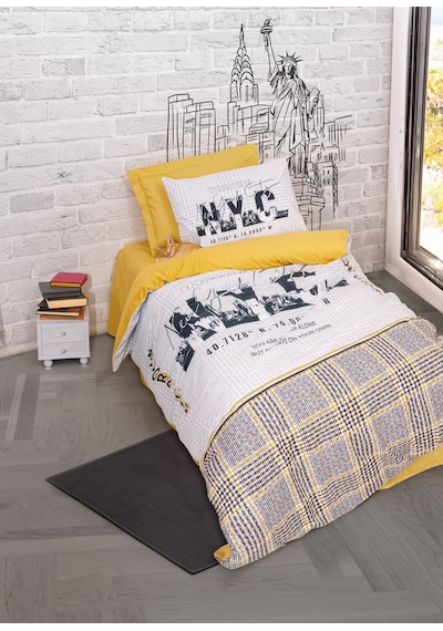 Cotton Box Genç Odası Tek Kişilik Nevresim Takımı Worldwide Hardal