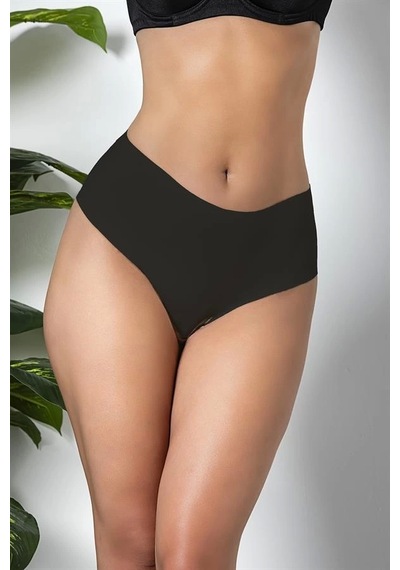 Fevien 3'lü Paket Dikişsiz, İz Yapmaz, Lazer Kesim, Yüksek Bel Slip Külot Siyah Brf21263 Siyah