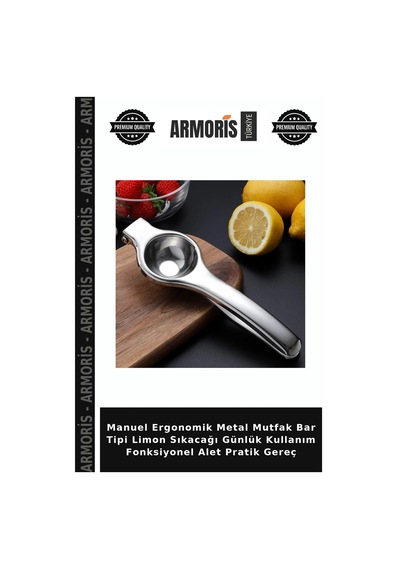 Manuel Ergonomik Metal Mutfak Bar Tipi Limon Sıkacağı Günlük Kullanım Fonksiyonel Alet Pratik Gereç Çelik