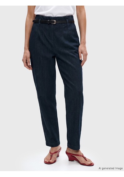 Lcwaıkıkı Classic İndigo Beli Kemerli Slim Mom Kadın Jean Pantolon