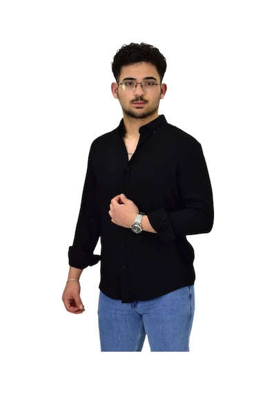 Erkek Spor Silim Fit Uzun Kol Gömlek G5019 Bgl-st04493 Siyah