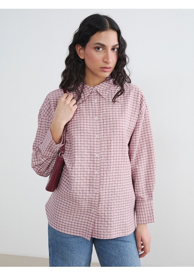 Lcw Modest Pembe Ekose Kadın Gömlek