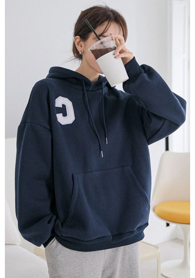 Uyguntarz Unisex C Baskılı Sweatshirt Lacivert