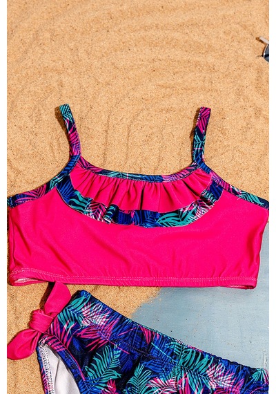 Beniizle Desenli Kız Çocuk Bikini Takım Çiçek