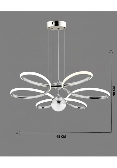 Suyolu Krom Mutfak Salon Oturma Yatak Odası Modern Metal Led Beyaz Işık Avize Gri