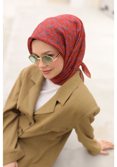 Silk Home Soft Eşarp 73077-17 Gül Kurusu, Gök Mavi, Yeşil