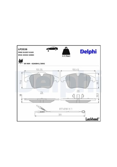 Citroen C5 2.0hdi 103-100 Kw 2008-2015 Delphi Ön Balata Netpar243