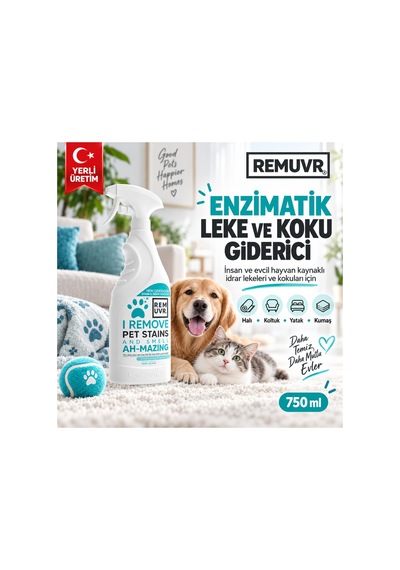 Enzimatik Leke Çıkarıcı Ve Koku Giderici Sprey 750 Ml Kedi Köpek İdrarı, Halı Koltuk Kumaş