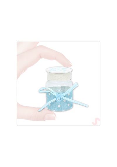 Emzikli Plastik Kavanoz, 6,5cm X 4cm X 12 Adet - Mavi Renkli Çok Renkli