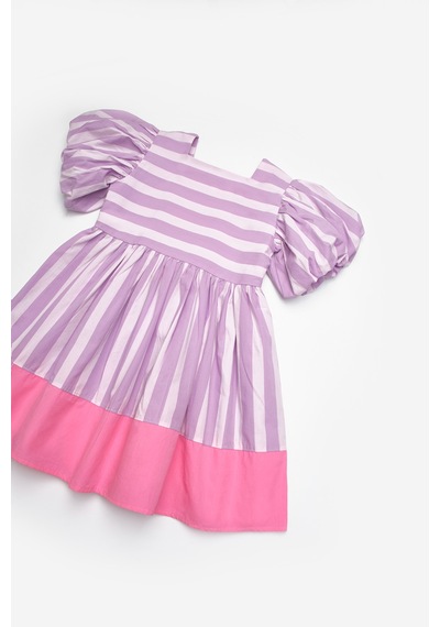 Le Mabelle Lila Çizgili Kız Çocuk Poplin Elbise - Juno Lila