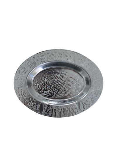 Paslanmaz Çelik Oval Tepsi 304 Kalite Krom, Dekoratif Ve Servis Amaçlı Küçük Tepsi 18 Cm Çok Renkli