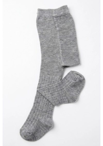 Cocole Socks Kız Bebek Külotlu Çorabı Pamuklu Gri Derby Çizgili 0-24 Ay