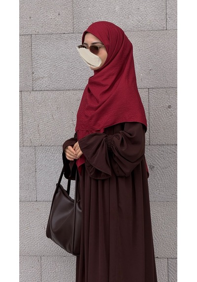Qalortex Scarf Premium Jakarlı Hüma Büyük Boy Eşarp -bordo
