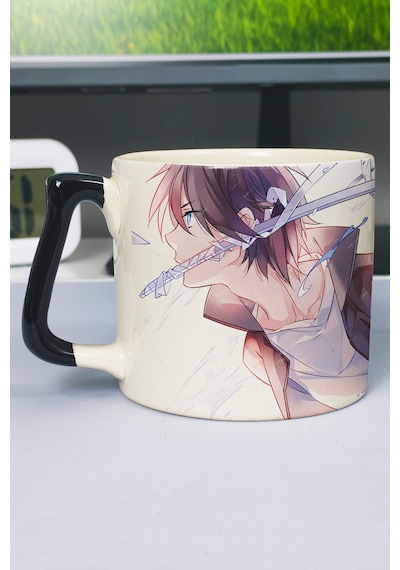 Noragami Anime Baskılı Seramik Lüks Kupa 1 Adet Özel Siyah Kulp Dalga Kulp V2d Çok Renkli