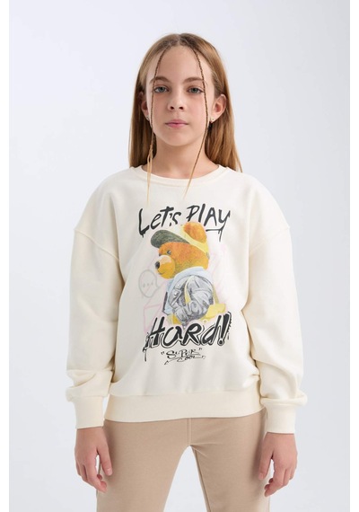 DeFacto Kız Çocuk Oversize Geniş Kalıp Bisiklet Yaka Ayıcık Baskılı Sweatshirt D0607A824AUER99 DeFacto Kız Çocuk Oversize Geniş Kalıp Bisiklet Yaka Ayıcık Baskılı Sweatshirt D0607A824AUER99