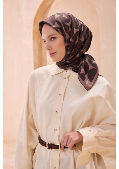 Belli Twill İpek Eşarp Acı Kahve
