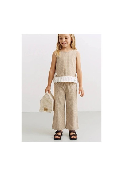 Poala Kids Paris Brown Kareli Takım Kahverengi