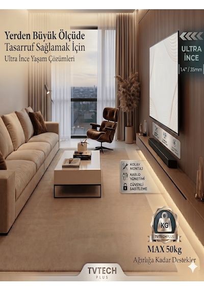 Tv Duvar Askı Aparatı I 85"-80"-75"-70"-65"-60"-55"-50"-45"-40" I Evrensel Uyum I Deprem ve Çocuk Kilitli I Mini Terazi I Kavisli/Curved I Yerli Üretim I Max Vesa 700x500