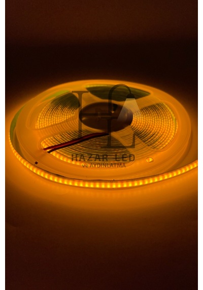 12v 8mm 320 Ledli Esnek Cob Şerit Led Sarı Amber Ip20 5 Metre