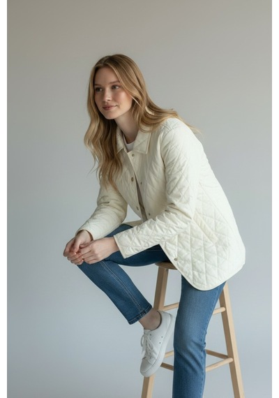 CottonCool Kadın Kapitone Mont Krem