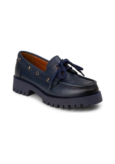 Deery Kadın Hakiki Deri Lacivert Marin Loafer - 02036zlcvc02