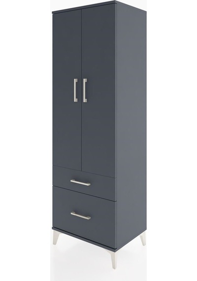 Hyperion Dolap 4 Raflı 2 Çekmeceli 2 Kapaklı 60x44x182 Antras... Antrasit