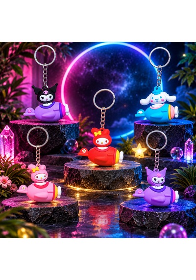 Vıp 11 Adet Uçaklı Cinnamoroll Mymelodi Kuromi Anahtarlık Okul Çantası Aksesuarı Yılbaşı Hediyesi Çok Renkli