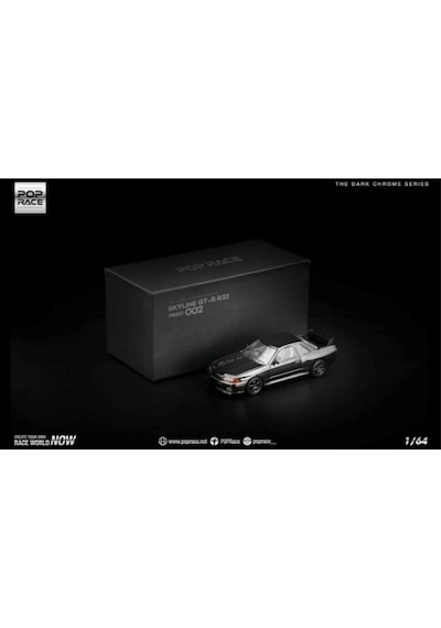 Pop Race 1:64 Nissan Skyline Gt-r R32 Dark Chrome Edition Prdc002 Diecast Model Araba Siyah