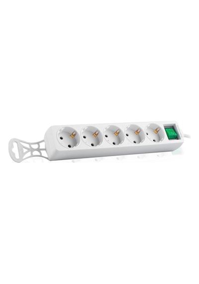 S-Link SPG-F05 306J Euro Soket 3G1.0mm Tam Bakır 5'li Akım Korumalı Priz 1.5 Metre Beyaz