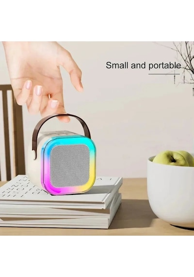 Bluetooth Hoparlör K12 Karaoke Makinesi Taşınabilir 5. Kablosuz Mikrofonlar İle Blue 1 Mic