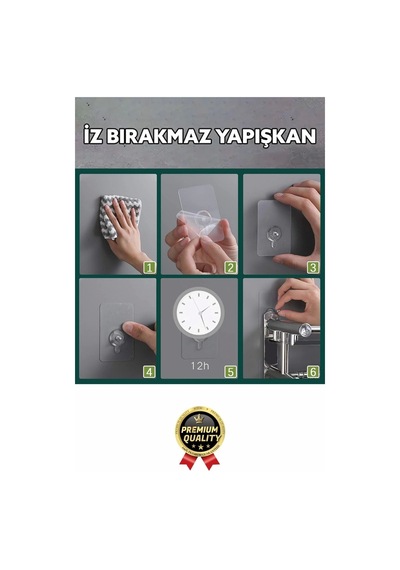 Süper Sağlam İz Bırakmaz Çerçeve Tablo Banyo Mutfak Ultra Güçlü Yapışkanlı Çivisiz Askı 1 Adet Çok Renkli