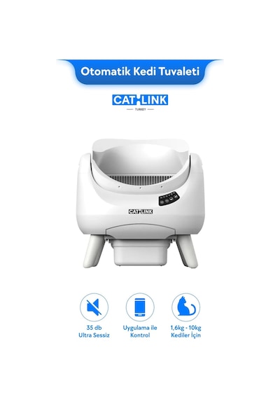 Catlınk Üstü Açık Otomatik Kedi Tuvaleti, Beyaz-scooper Open-x
