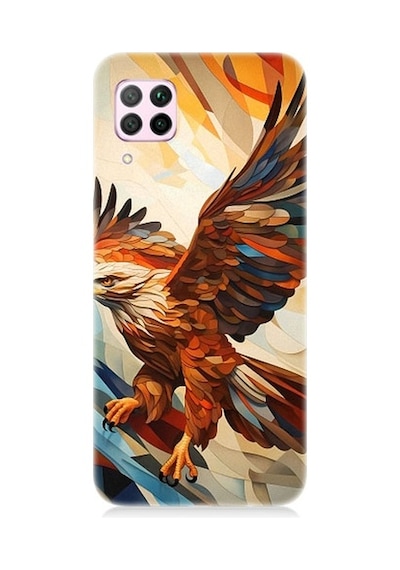 Huawei P40 Lite Uyumlu Uçan Savaşçı Kartal Desenli Silikon Kılıf