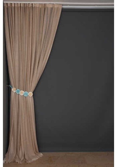 Sık Noktalı Model Vizon Renk Hazır Pileli Fon Perde 300x260