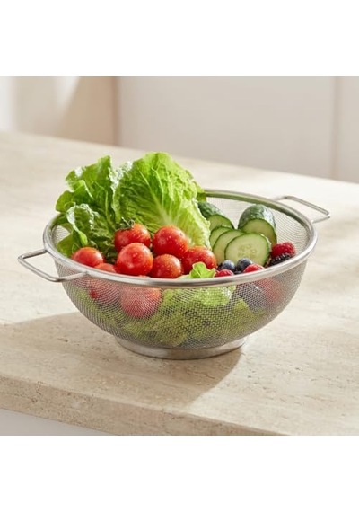 Ayrex Deconox Paslanmaz Çelik Çift Kulplu Sepet Süzgeç 22cm 10cm, Salata Süzgeci Meyve Süzgeci, Makarna Süzgeci, Diğer