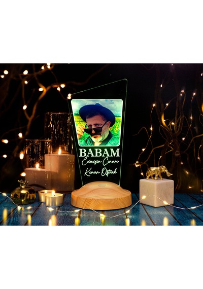 Babaya Hediye, Resimli , Babalar Günü Hediyesi, Babama Hediye,fotoğraflı Renkli 3d Led Lamba