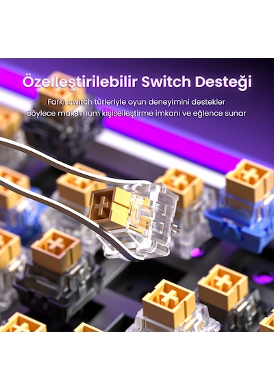 Aula Hero 84 He Manyetik Klavye Rapid Trigger Dragon King Switch 8000hz Rgb Neon Tkl Hot Swap Oyuncu Klavyesi Pembe