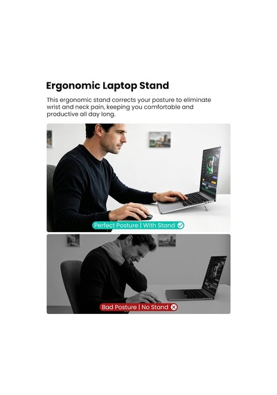 Lexroo Dizüstü Bilgisayar Standı Gümüş