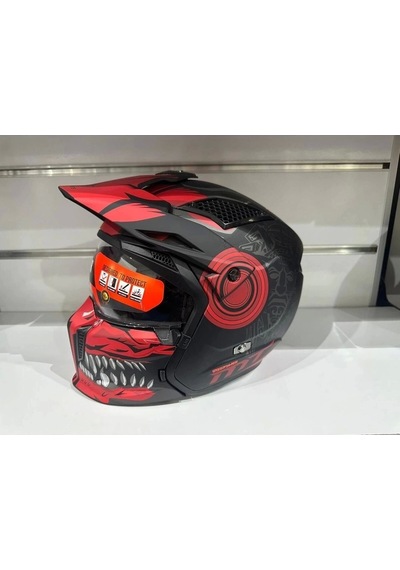 Mt Helmets Streetfıghter Sv Aztec B5 Motosiklet Kaskı Mat Siyah - Kırmızı