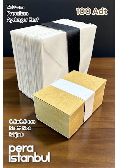 100 Adet Mini Zarf 70mmx90mm Aydınger Zarf Hediye Doğum Günü Dilekleri Zarfı Kraft Not Kartlı