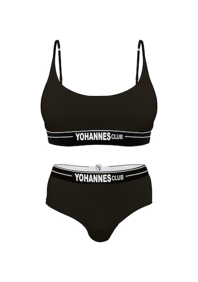 Yohannes Club, Kadın Pamuklu İç Çamaşırı Takımı, Renk Seçenekli, Bralet-kemerli Hipster Külot Siyah