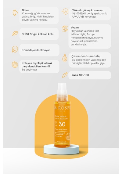 Yüksek Korumalı Güneş Koruyucu Yağ Organik Kayısı Yağı İçeren Spf 30 150 Ml