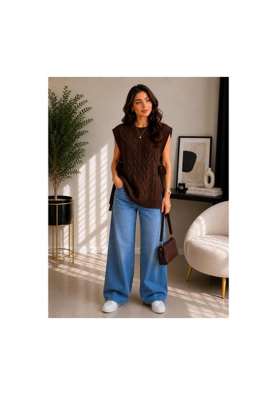 Hira Life Fashion Kadın Bisiklet Yaka Yanları Açık Bağcıklı Oversize Triko Süveter Kahverengi Kahverengi Hira Life Fashion Kadın Bisiklet Yaka Yanları Açık Bağcıklı Oversize Triko Süveter Kahverengi Kahverengi