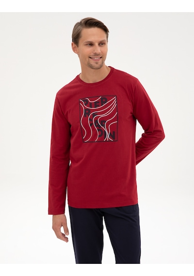 Pierre Cardin Erkek Bordo Pijama Takım 50322653-900 Bordo